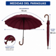 thumbnail image 3 of Paraguas Sombrilla 60cm Largo Con Mango Curva 24 Varillas Color  Rojo, 3 of 4