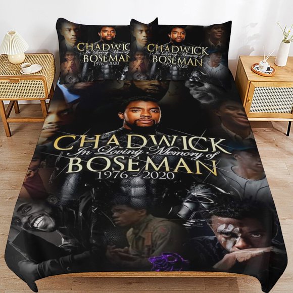 Chadwick Boseman Bedding Sets Ultra Soft Skin-Friendly Duvet Cover 3 Piece, Cute Comforter Cover Bed Set for Boys Girls Kids
