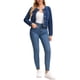 thumbnail image 2 of INSPIRE CHIC Chaqueta de Mezclilla para Mujer sin Cuello Borde Deshilachado Manga Larga Botón Frontal Chaquetas de Jean Cortas XL Azul Oscuro, 2 of 6