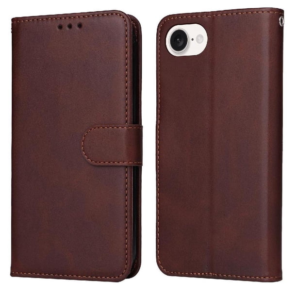 Funda Billetera para iPhone 16e con Porta Tarjetas y Soporte Ajustable Marrón