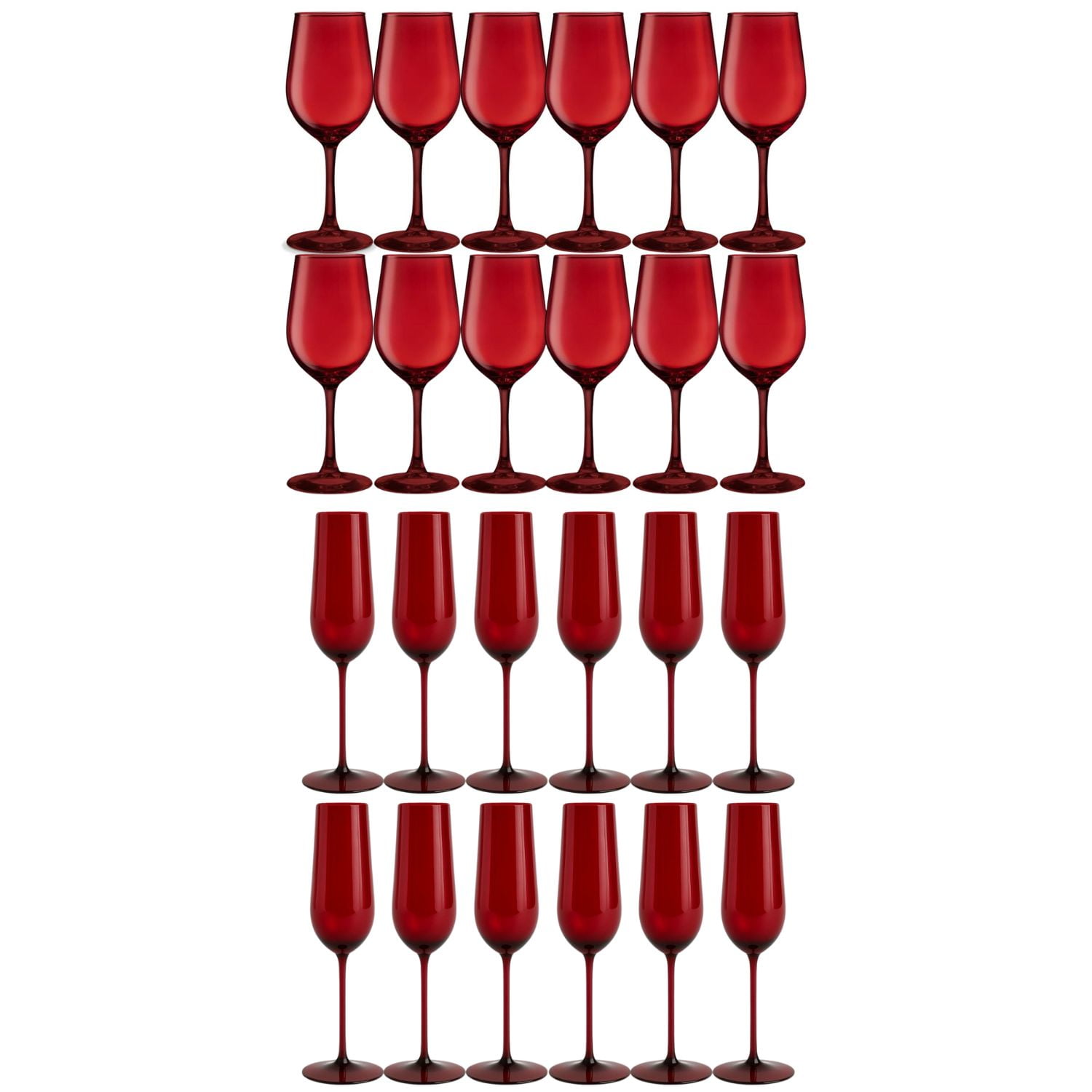 Set 24 Copas Full Color Rojo Allegra Vidrio Celebraciones