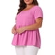 thumbnail image 4 of Agnes Orinda Blusas de Ropa de Bebé con Cuello Cuadrado, Tops Peplum Sólidos de Talla Grande para Mujeres, Camisas de Canalé para Escuela y Universidad 4X Rosa Oscuro, 4 of 6