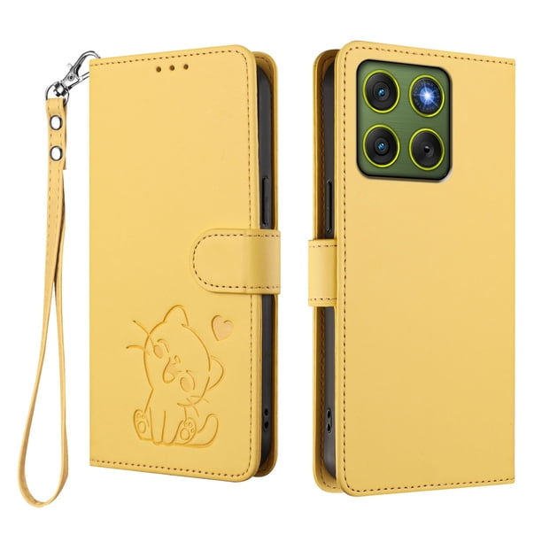 Carcasa Billetera de Cuero Sintético para Motorola Edge 70 5G, Amarillo