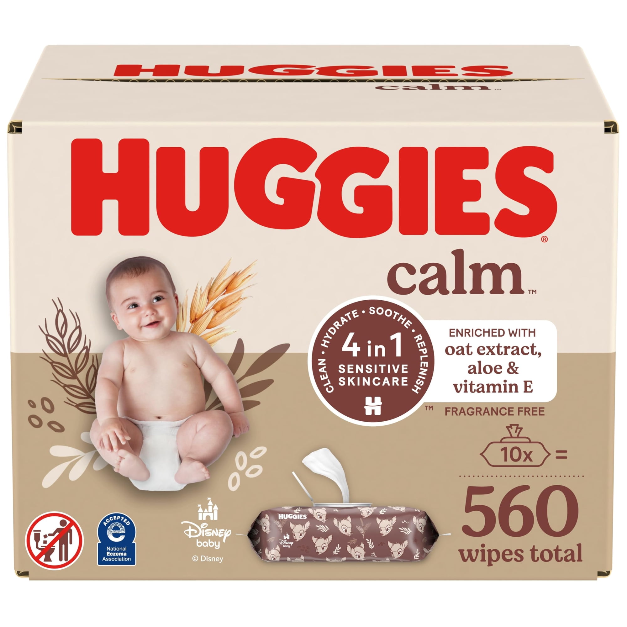 Toallitas Para Bebés Huggies Calm Sin Perfume Hipoalergénicas 560 Unidades