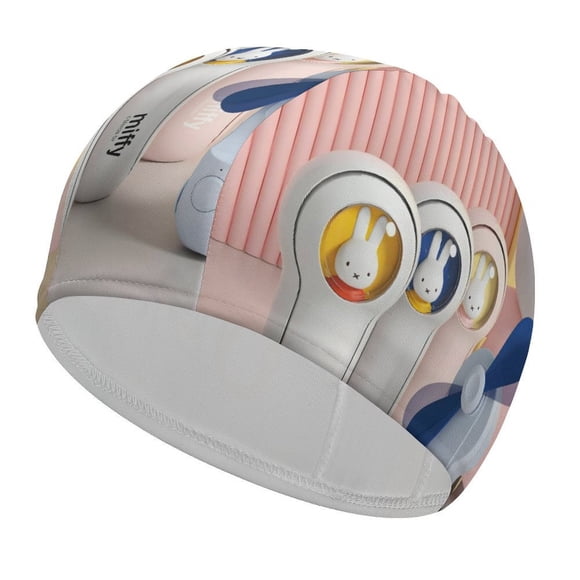 Miffy Gorro de Natación de Licra, Gorro de Baño de Tela Cómoda, Gorro Elástico Antideslizante para Hombres, Mujeres y Niños