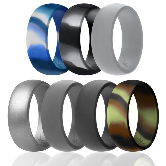 Anillo de boda de goma de silicona ROQ Comfort Fit para hombre, 8 mm de ancho