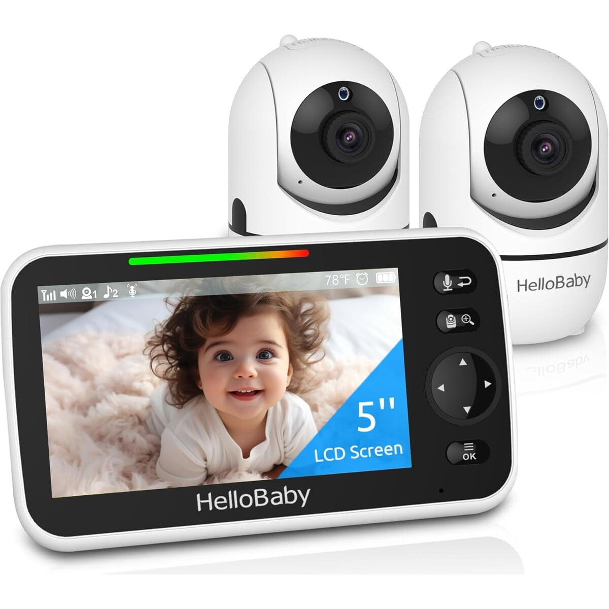 Monitor Bebé Hellobaby Hb65502 5 Pulgadas 2 Cámaras Batería 30h