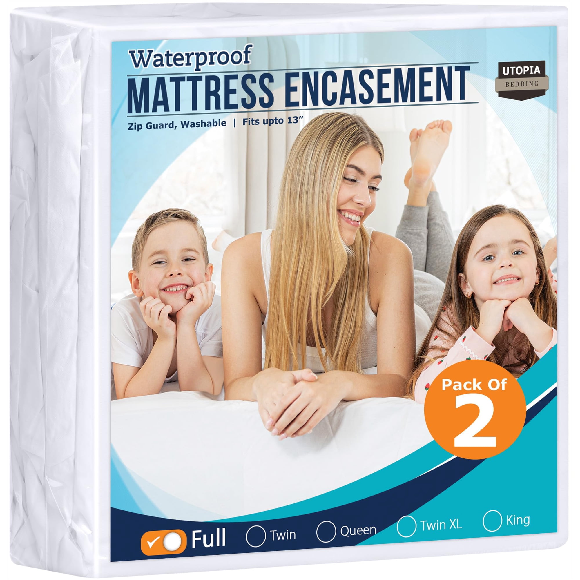 Colchón Utopia Bedding, Paquete De 2 Unidades, Totalmente Impermeable