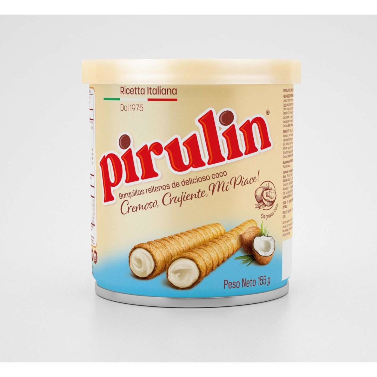Pirulin Barquillo Relleno De Coco 155 Grs