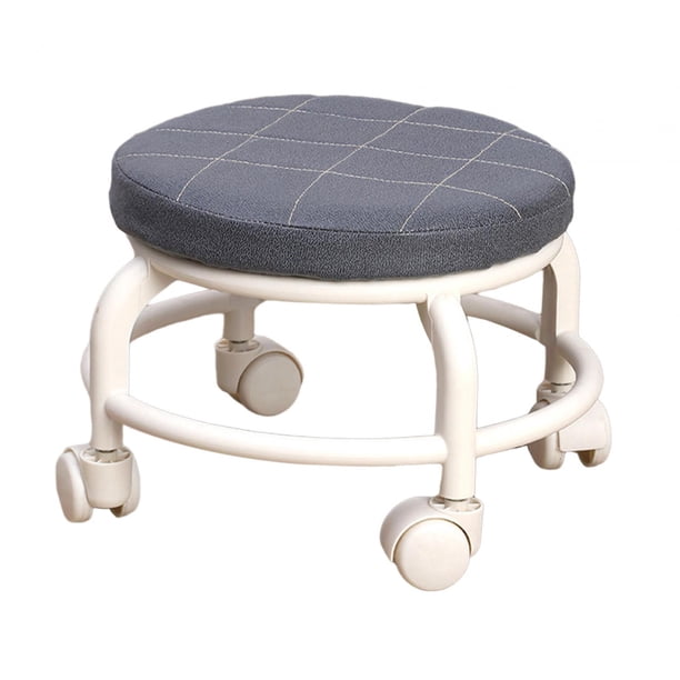 Taburete Redondo Bajo con Asiento para Pedicura, Reposapiés Pequeño Portátil, Silla Giratoria, Minitaburete Móvil, Fitness, Lavado de Coches, Barbero, negro