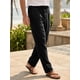 thumbnail image 4 of INSPIRE CHIC Pantalones de Lino Transpirables con Botones y Cintura Ajustable para Hombre, Casuales y Ligeros, Talla 36 Negro, 4 of 6