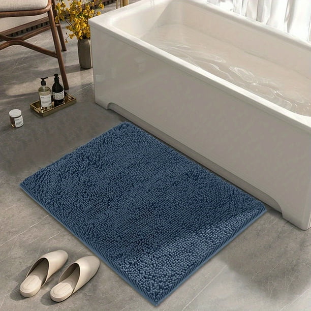 1pc Chenille Bath Rug, Soft Non-Slip Quick Dry Bath Mat, Absorbent Machine Washable Shower Carpet For Home Bathroom, Bathroom Accessories