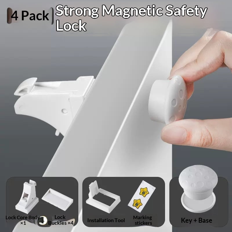 Xusx111 - Cerraduras De Gabinete Magnéticas Adhesivas Para Bebés, Adhesivo Para Armarios Y Cajones Para Protección (8 Cerraduras Y 2 Llaves)