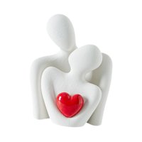 Magideal - Figura De Pareja Abrazada De Cerámica Abstracta, Decoración De Escritorio, Regalo Romántico Del Día De San Valentín Para Soporte De Tv, Chimenea Decor Corazón Rojo Talla L
