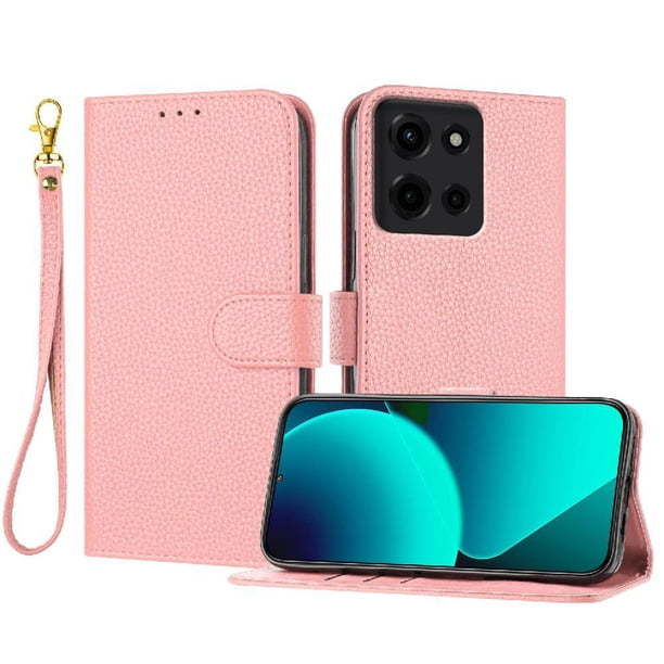 Funda Cartera para Motorola Moto G 5G 2025 Tarjetero Soporte Magnético y Correa Rosa