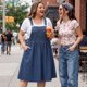 thumbnail image 2 of Agnes Orinda Vestido de Mezclilla para Mujer Talla Grande Escuela Colegio Sin Mangas Tirantes Ajustables Botones en la Cintura Mono Casual Peto Vaquero Midi 2026 con Bolsillos 1X Azul, 2 of 8