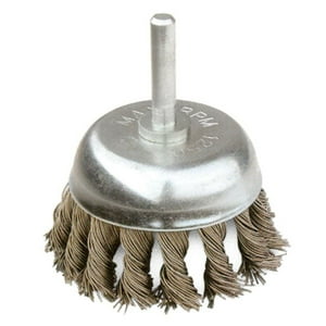 Grata Copa Acero Templado Trenzado 2.5"" (65Mm) - Calibre 0,5Mm - Vástago 1/4'' - Hela