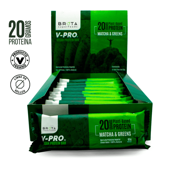 Caja 12 barritas de proteína veganas Matcha & Greens 65 g Brota