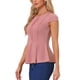 thumbnail image 4 of INSPIRE CHIC Conjunto Blusas Peplum para Mujer con Mangas Cortas, Cuello Redondo y Color Sólido M Rosa Empolvado, 4 of 6