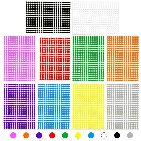 Pegatinas de puntos Aanxufa 6 mm 10 colores 4080 uds