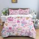 thumbnail image 1 of v833 Bed Sheets Cartoon Pink Animals HD Print Bedding Set，boy King Size Bedding Set，girl's Bed Double Bed Duvet Covers Pillowcase Bedding Set 3-Piece Bedding Set (1 Duvet Cover + 2 Pillow Shams) Bed S, 1 of 5