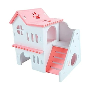 Genérico - Casa De Hámster Con Tablero De Escalera, Juguete De Exploración, Patio De Recreo, Escondite De Madera, Rosa