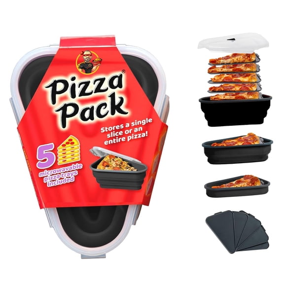 Recipiente de almacenamiento reutilizable para pizza Pack con 5 bandejas, color negro