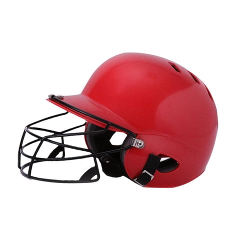 Ioensy - Choque De Béisbol Choque Absorbente Con Facemask Para La Competencia De Partido Al Aire Libre Rojo