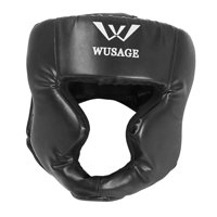 Ioensy - Casco De Boxeo Equipo De Protección Para Sparring Kickboxing Mujeres Hombres Negro Grande