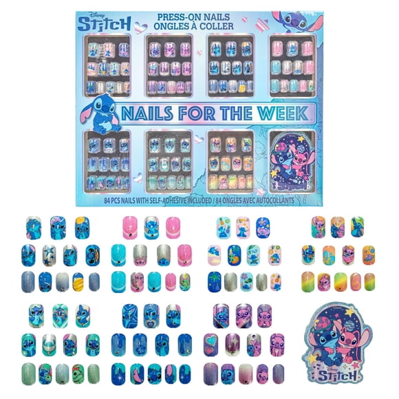 Pres-On Nails Townley Girl Disney Stitch con 84 piezas para niños