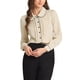 thumbnail image 4 of INSPIRE CHIC Blusa de Mujer para Regreso a Clases con Cuello Peter Pan, Manga Abullonada, Ribete en Contraste, Camisa Abotonada M Caqui Claro, 4 of 6