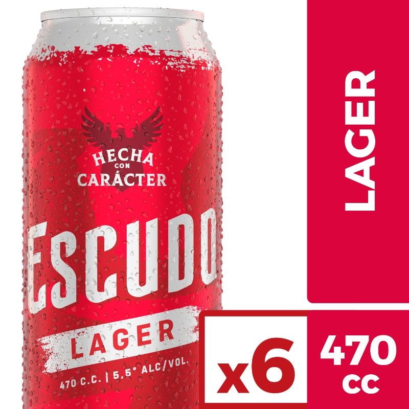 Cerveza Lager 5.5° Lata Pack 6 Latas 473 ml c/u Escudo