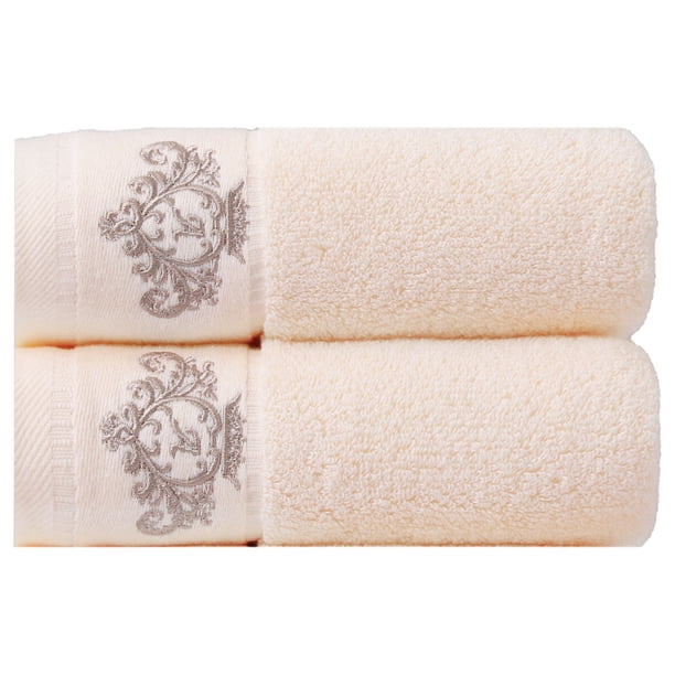 1/2/4pcs Cotton Material Thickened Embroidered Towel Set, Crown Pattern Soft Absorbent And Not Faded, 13.7*29.5in Hand Towel And 27.6*55in Bath Towel Set, Suitable For Family Use
