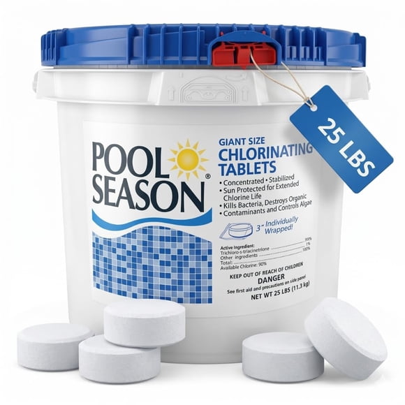 Tabletas de cloro Pool Season 7,6 kg 3 pulg. disolución lenta