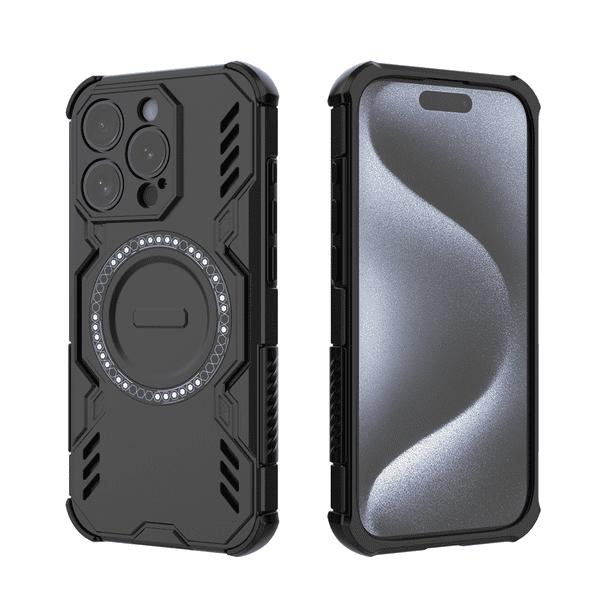 Funda FOXDOCK para iPhone 15 Pro , magnética, resistente a golpes, con soporte, unisex, carga inalámbrica