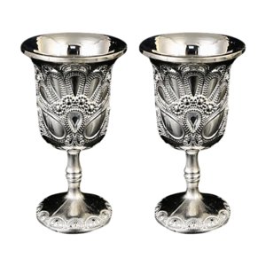 Magideal - Mini Copa En Relieve Estilo Vintage, Vasos Para Whisky, Regalos, Copa De Vino De Tiro De Metal Para Decoración De Aniversario, Bar De Fiesta 2 De Plata