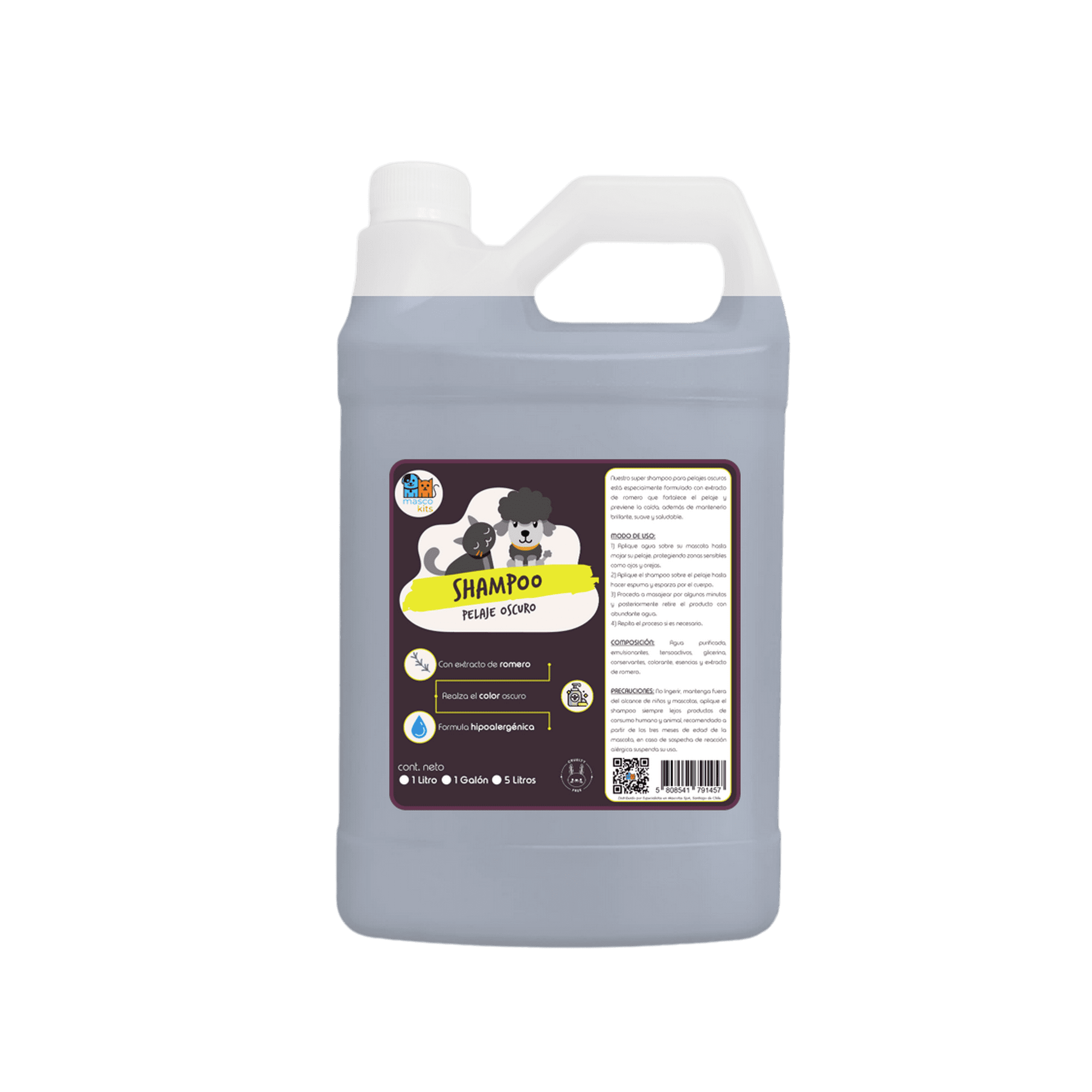 Mascokits - Shampoo Romero Pelaje Negro Orgánico 1 Galón Perros Mascotas