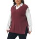 thumbnail image 4 of Agnes Orinda Conjuntos de Halloween para Mujeres Tallas Grandes Chaleco de Suéter de Punto Acanalado Cuello en V Sin Mangas Dobladillo Dividido Casual Jersey Sin Mangas 4X Burdeos, 4 of 6