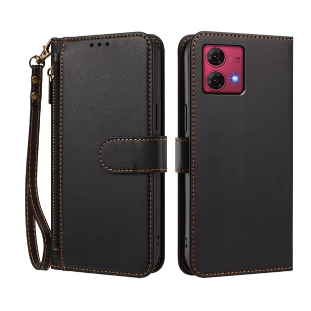 Funda Tipo Billetera para Motorola Moto G84 5G con Soporte y Bolsillo con Cierre Negro