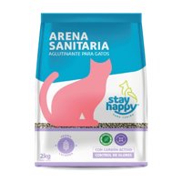 Arena Sanitaria Para Gato Aglutinante Con Aroma A Lavanda Bolsa 2 Kg Stay Happy