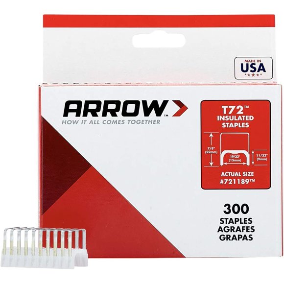 Staples Arrow 721189 T72 con aislamiento de acero, paquete de 300