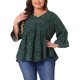 thumbnail image 1 of GRACIA Y GRANDEZA Disfraces de Halloween Blusas de Mujer Tallas Grandes Tops de Escuela Universitaria Lunares Cuello en V Mangas 3/4 Dobladillo Peplum Babydoll Blusas 2X Verde Oscuro, 1 of 8
