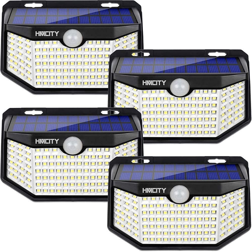 Luces Solares Hmcity 120 Led Con Reflector, 3 Modos Ip65, Paquete De 4