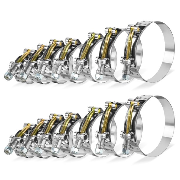 Juego de abrazaderas para mangueras BILITOOLS T-Bolt 304 de acero inoxidable 14 piezas