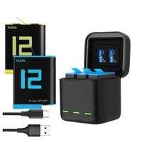 Cargador Cerrado Triple + 2 Baterías Gopro Hero 9/10/11/12/13 / Telesin