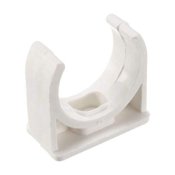 BVO 100 abrazaderas en U de PVC para tubería de agua de 25 mm, blancas, aptas para tubos de 25 mm/1 pulgada, alta resistencia y larga vida útil