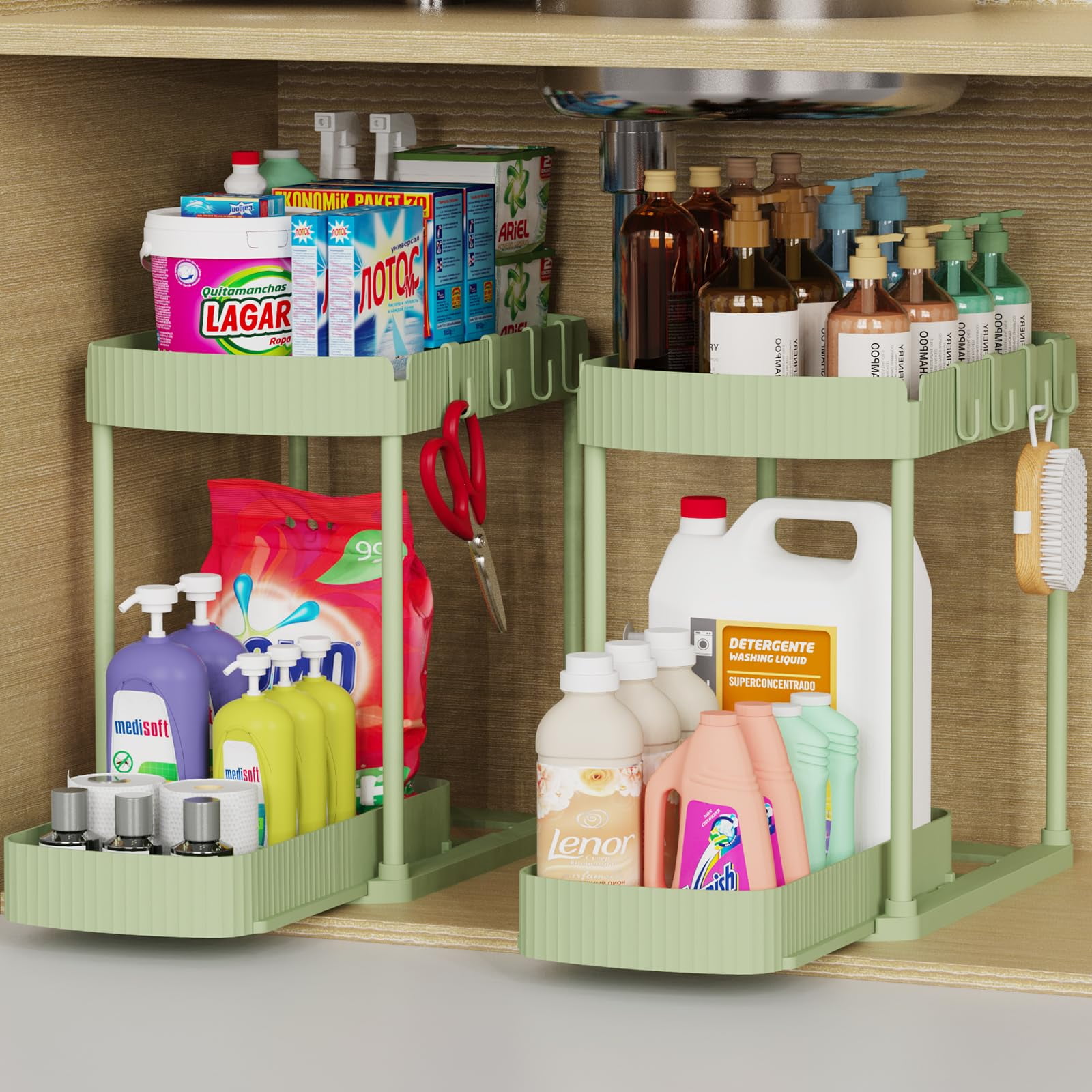 Organizador De Almacenamiento Ukeetap, 2 Piezas, Extraíble, 33 Cm, Verde