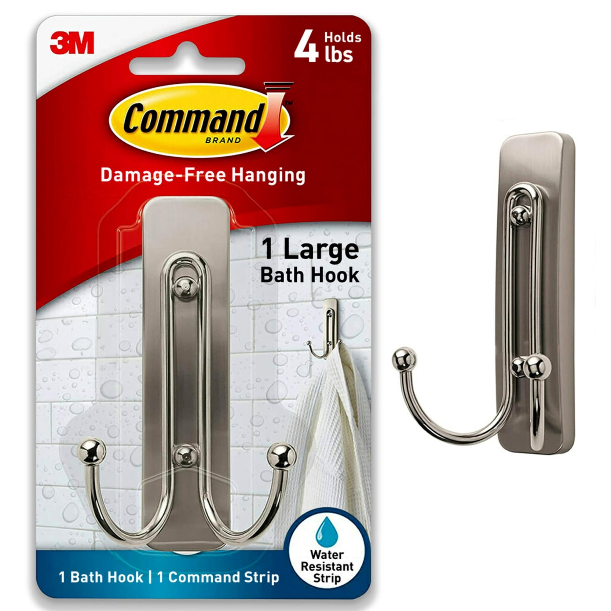 Command - Gancho Para Baño Grande Doble Color Níquel Satinado