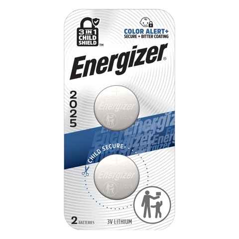 Moneda De Litio Battery Energizer 2025 De 3 V (Paquete De 2) Con Protector Infantil