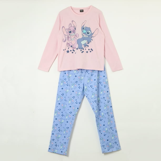 Pijama Oficial Disney Stitch y Angel Piezas Niñas 4-12 Años